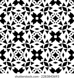 Patrones abstractos en blanco y negro.Patrón de repetición monocromo sin foco para páginas web, texturas, tarjetas, afiches, tejidos, textiles.
