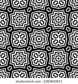 Black and white abstract patterns.Seamless monochrome repeating pattern for web page, textures, card, poster, fabric, textile.