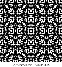 Patrones abstractos en blanco y negro.Patrón de repetición monocromo sin foco para páginas web, texturas, tarjetas, afiches, tejidos, textiles.