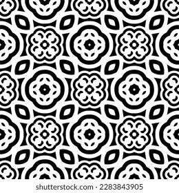 Black and white abstract patterns.Seamless monochrome repeating pattern for web page, textures, card, poster, fabric, textile.