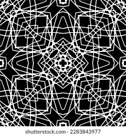 Patrones abstractos en blanco y negro.Patrón de repetición monocromo sin foco para páginas web, texturas, tarjetas, afiches, tejidos, textiles.