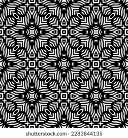Patrones abstractos en blanco y negro.Patrón de repetición monocromo sin foco para páginas web, texturas, tarjetas, afiches, tejidos, textiles.