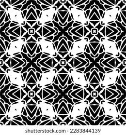 Black and white abstract patterns.Seamless monochrome repeating pattern for web page, textures, card, poster, fabric, textile.