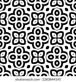 Patrones abstractos en blanco y negro.Patrón de repetición monocromo sin foco para páginas web, texturas, tarjetas, afiches, tejidos, textiles.