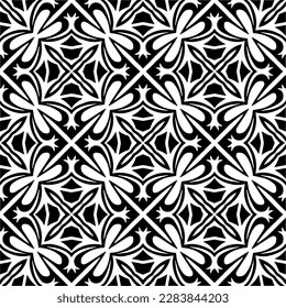 Black and white abstract patterns.Seamless monochrome repeating pattern for web page, textures, card, poster, fabric, textile.