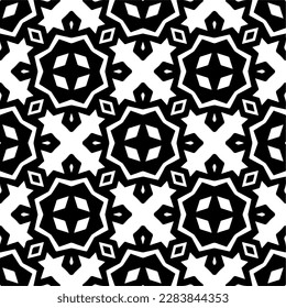 Patrones abstractos en blanco y negro.Patrón de repetición monocromo sin foco para páginas web, texturas, tarjetas, afiches, tejidos, textiles.
