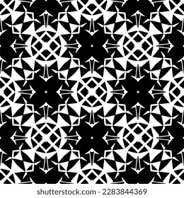 Patrones abstractos en blanco y negro.Patrón de repetición monocromo sin foco para páginas web, texturas, tarjetas, afiches, tejidos, textiles.