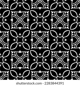 Black and white abstract patterns.Seamless monochrome repeating pattern for web page, textures, card, poster, fabric, textile.