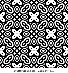 Patrones abstractos en blanco y negro.Patrón de repetición monocromo sin foco para páginas web, texturas, tarjetas, afiches, tejidos, textiles.