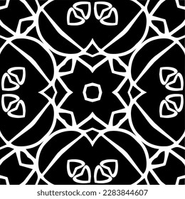 Black and white abstract patterns.Seamless monochrome repeating pattern for web page, textures, card, poster, fabric, textile.