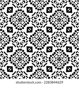 Black and white abstract patterns.Seamless monochrome repeating pattern for web page, textures, card, poster, fabric, textile.