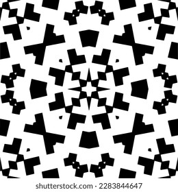 Black and white abstract patterns.Seamless monochrome repeating pattern for web page, textures, card, poster, fabric, textile.
