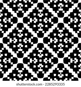 Black and white abstract patterns.Seamless monochrome repeating pattern for web page, textures, card, poster, fabric, textile.
