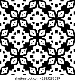 Black and white abstract patterns.Seamless monochrome repeating pattern for web page, textures, card, poster, fabric, textile.