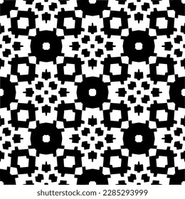 Black and white abstract patterns.Seamless monochrome repeating pattern for web page, textures, card, poster, fabric, textile.