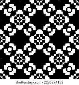 Black and white abstract patterns.Seamless monochrome repeating pattern for web page, textures, card, poster, fabric, textile.