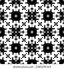 Black and white abstract patterns.Seamless monochrome repeating pattern for web page, textures, card, poster, fabric, textile.
