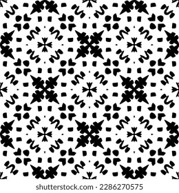 Black and white abstract patterns.Seamless monochrome repeating pattern for web page, textures, card, poster, fabric, textile.