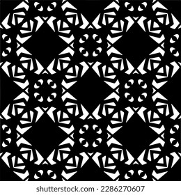 Patrones abstractos en blanco y negro.Patrón de repetición monocromo sin foco para páginas web, texturas, tarjetas, afiches, tejidos, textiles.