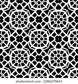 Patrones abstractos en blanco y negro.Patrón de repetición monocromo sin foco para páginas web, texturas, tarjetas, afiches, tejidos, textiles.