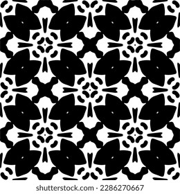 Black and white abstract patterns.Seamless monochrome repeating pattern for web page, textures, card, poster, fabric, textile.