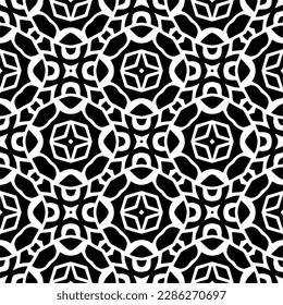 Patrones abstractos en blanco y negro.Patrón de repetición monocromo sin foco para páginas web, texturas, tarjetas, afiches, tejidos, textiles.