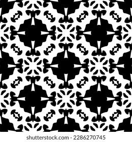 Black and white abstract patterns.Seamless monochrome repeating pattern for web page, textures, card, poster, fabric, textile.