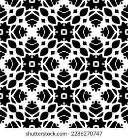 Black and white abstract patterns.Seamless monochrome repeating pattern for web page, textures, card, poster, fabric, textile.