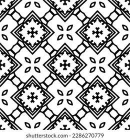 Black and white abstract patterns.Seamless monochrome repeating pattern for web page, textures, card, poster, fabric, textile.
