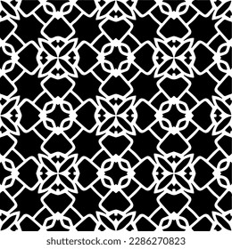 Patrones abstractos en blanco y negro.Patrón de repetición monocromo sin foco para páginas web, texturas, tarjetas, afiches, tejidos, textiles.