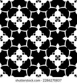 Black and white abstract patterns.Seamless monochrome repeating pattern for web page, textures, card, poster, fabric, textile.