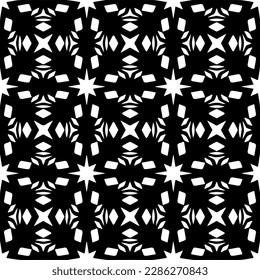 Black and white abstract patterns.Seamless monochrome repeating pattern for web page, textures, card, poster, fabric, textile.