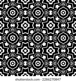 Black and white abstract patterns.Seamless monochrome repeating pattern for web page, textures, card, poster, fabric, textile.