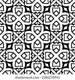 Black and white abstract patterns.Seamless monochrome repeating pattern for web page, textures, card, poster, fabric, textile.