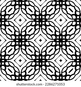 Black and white abstract patterns.Seamless monochrome repeating pattern for web page, textures, card, poster, fabric, textile.