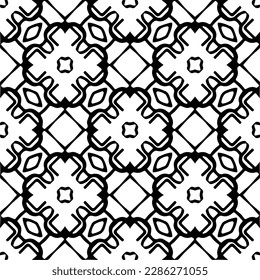 Black and white abstract patterns.Seamless monochrome repeating pattern for web page, textures, card, poster, fabric, textile.
