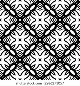 Black and white abstract patterns.Seamless monochrome repeating pattern for web page, textures, card, poster, fabric, textile.