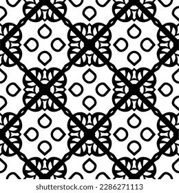 Patrones abstractos en blanco y negro.Patrón de repetición monocromo sin foco para páginas web, texturas, tarjetas, afiches, tejidos, textiles.