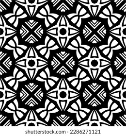 Black and white abstract patterns.Seamless monochrome repeating pattern for web page, textures, card, poster, fabric, textile.