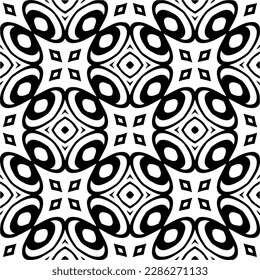 Patrones abstractos en blanco y negro.Patrón de repetición monocromo sin foco para páginas web, texturas, tarjetas, afiches, tejidos, textiles.