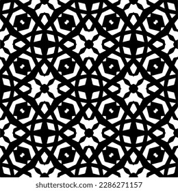 Patrones abstractos en blanco y negro.Patrón de repetición monocromo sin foco para páginas web, texturas, tarjetas, afiches, tejidos, textiles.