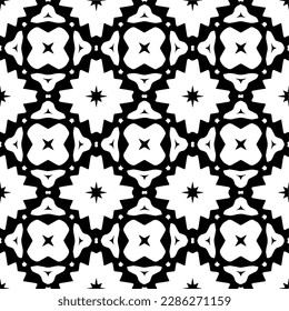 Black and white abstract patterns.Seamless monochrome repeating pattern for web page, textures, card, poster, fabric, textile.