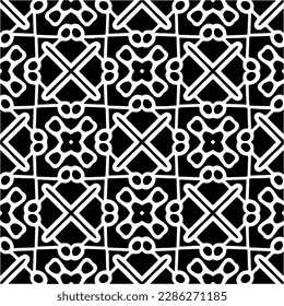 Patrones abstractos en blanco y negro.Patrón de repetición monocromo sin foco para páginas web, texturas, tarjetas, afiches, tejidos, textiles.