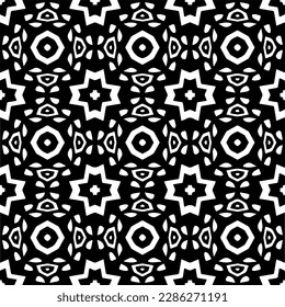 Patrones abstractos en blanco y negro.Patrón de repetición monocromo sin foco para páginas web, texturas, tarjetas, afiches, tejidos, textiles.