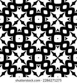 Black and white abstract patterns.Seamless monochrome repeating pattern for web page, textures, card, poster, fabric, textile.
