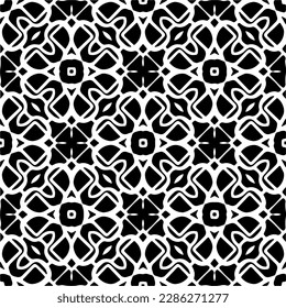Patrones abstractos en blanco y negro.Patrón de repetición monocromo sin foco para páginas web, texturas, tarjetas, afiches, tejidos, textiles.