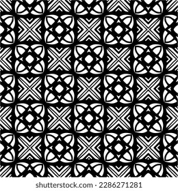 Patrones abstractos en blanco y negro.Patrón de repetición monocromo sin foco para páginas web, texturas, tarjetas, afiches, tejidos, textiles.