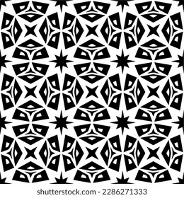 Black and white abstract patterns.Seamless monochrome repeating pattern for web page, textures, card, poster, fabric, textile.