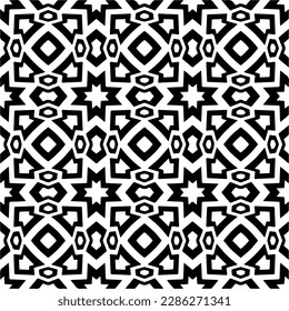 Black and white abstract patterns.Seamless monochrome repeating pattern for web page, textures, card, poster, fabric, textile.