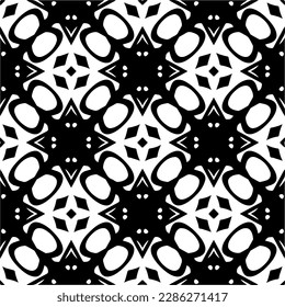 Patrones abstractos en blanco y negro.Patrón de repetición monocromo sin foco para páginas web, texturas, tarjetas, afiches, tejidos, textiles.